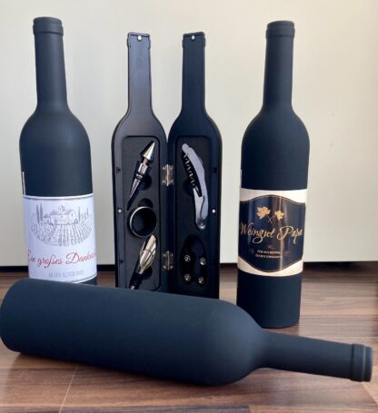 Weinset - Sommelier - Korkenzieher, Flaschenöffner... verpackt in Form einer Weinflasche